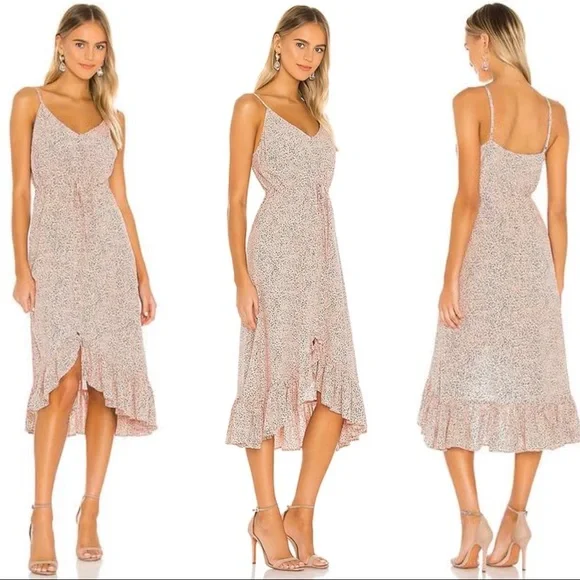 🐆 Rails, Frida Dusty Rose Spotted High-Low Dress